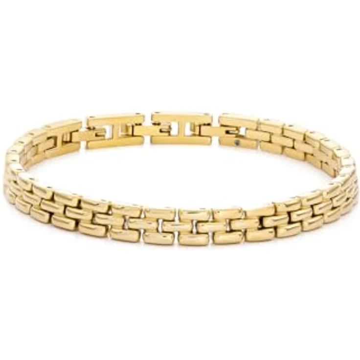 FOSSIL Herrenarmband aus goldfarbenem Edelstahl, poliert mit Faltverschluss, 19cm Länge – Bild 1