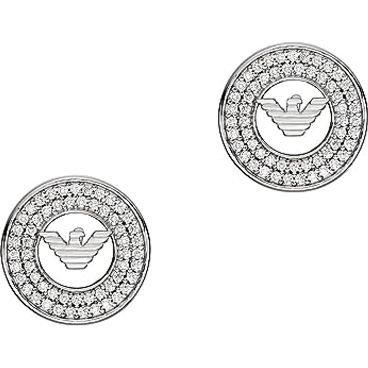 Emporio Armani Damen Ohrringe aus Edelstahl und Halbedelsteinen, grau und weiß, mit Push-Back-Verschluss, 11,2 mm – Bild 2