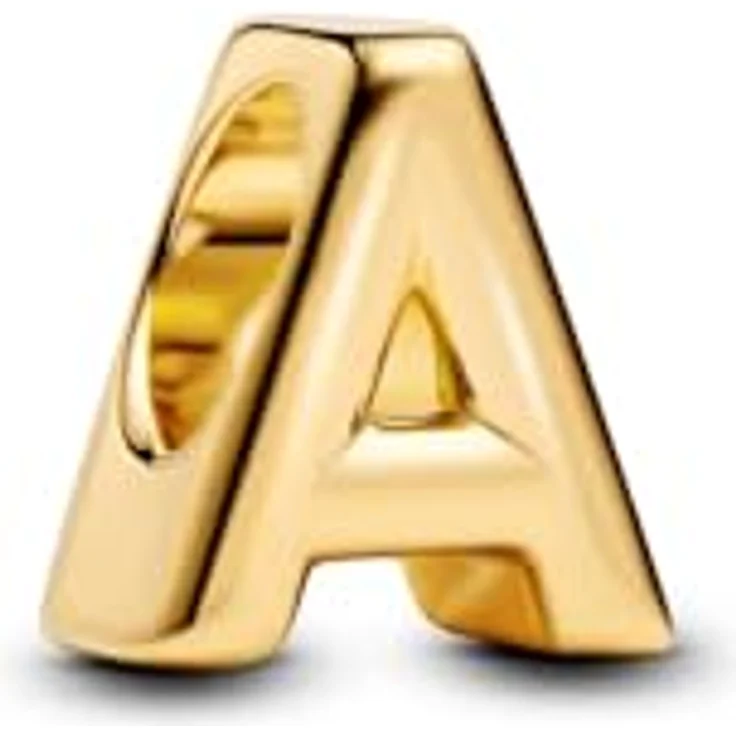 PANDORA Buchstabe A Alphabet-Mini-Charm, Sterling Silber mit 14 Karat Vergoldung, Maße: 6,1 x 8,2 x 7,5 mm, kompatibel mit Moments, 763947C00 – Bild 1