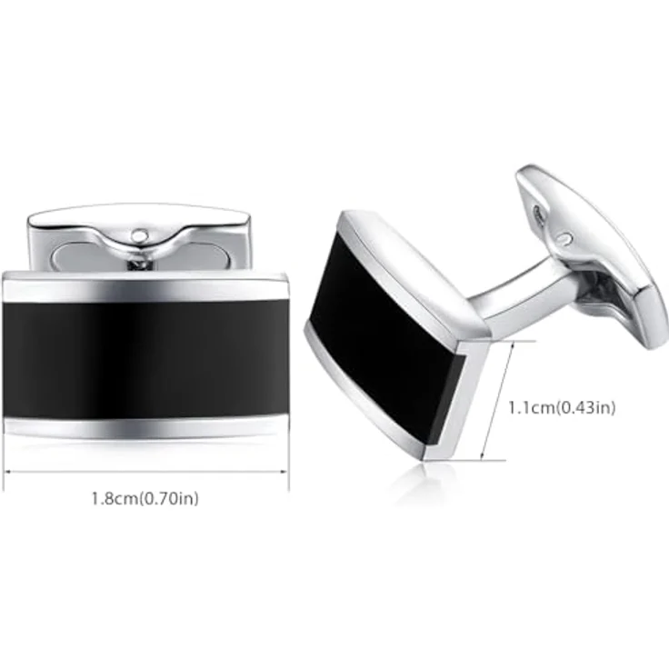 HONEY BEAR Infinity Manschettenknöpfe, Herren Hochzeit Cufflinks aus Edelstahl, Schwarz, 18mm x 11mm – Bild 3