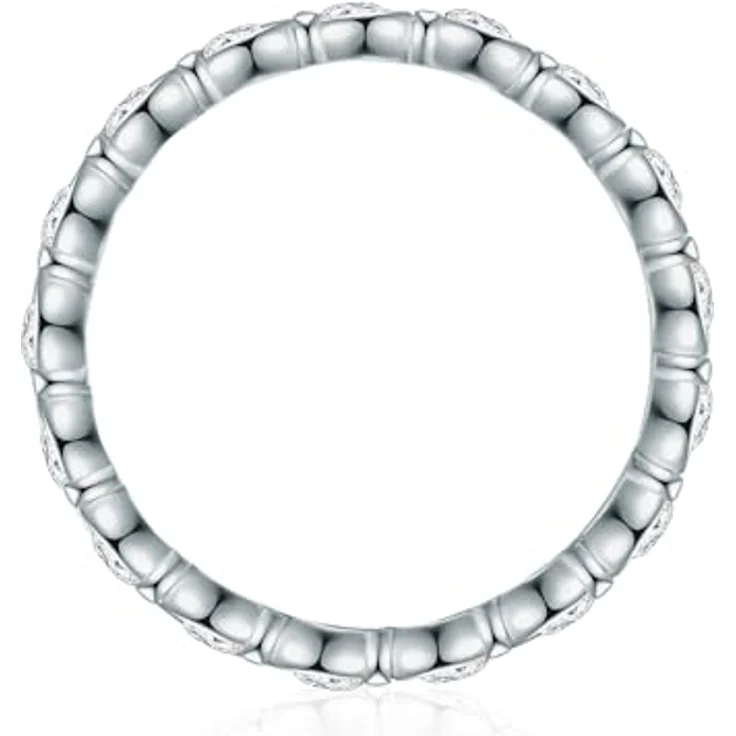 Trilani Damen Ring 925/- Sterling Silber mit Zirkonia, Brilliantschliff, Memoirering, Vorsteckring, Verlobungsring – Bild 2