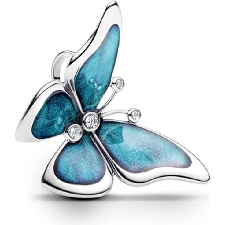 Pandora 793747C01 XL Charm Schmetterling, Bead Charm aus 925 Sterlingsilber mit farbenfroher Emaille und weißen Zirkonia, Größe 27 x 17 mm