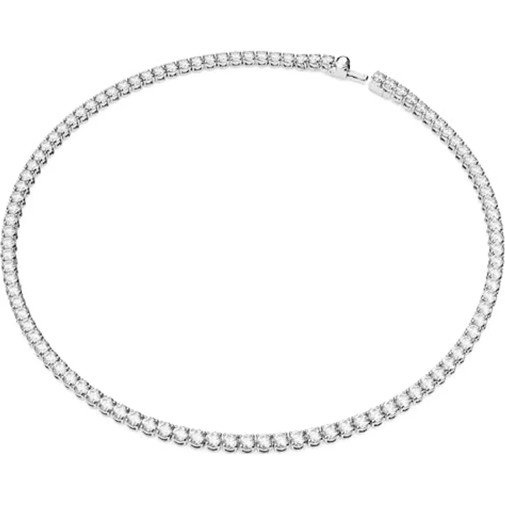 Swarovski Matrix Tennis Halskette, Rundschliff, Weiß, rhodiniert, moderne Eleganz für Damen – Bild 2