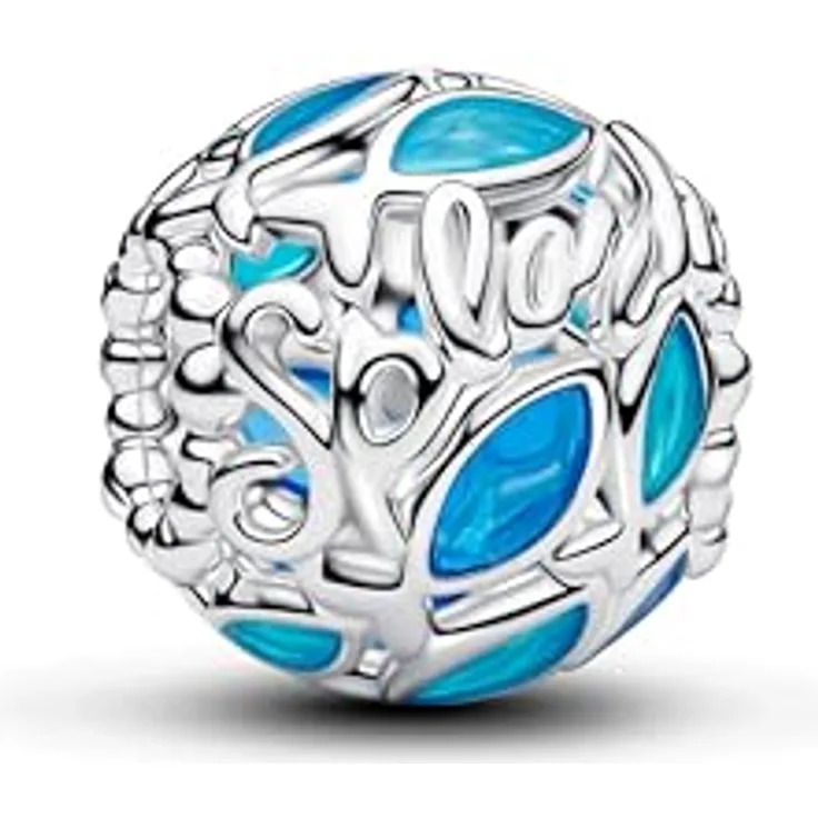 PANDORA Moments Charm Fischangeführt aus Sterling-Silber mit blauer Emaille, kompatibel mit Moments, 794699C01