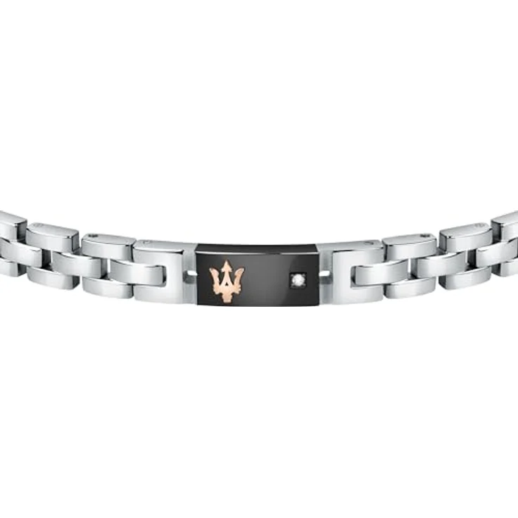 Maserati Herren Armband JEWELS Kollektion, Edelstahl mit Diamanten, Schwarz und Roségold PVD, 22 cm, Clipverschluss, JM221ATY05 – Bild 2