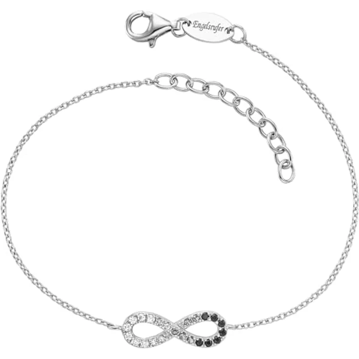 Engelsrufer Damen Armband Infinity aus Sterling Silber mit Zirkonia, längenverstellbar 17+3 cm, nickelfrei, Karabinerverschluss
