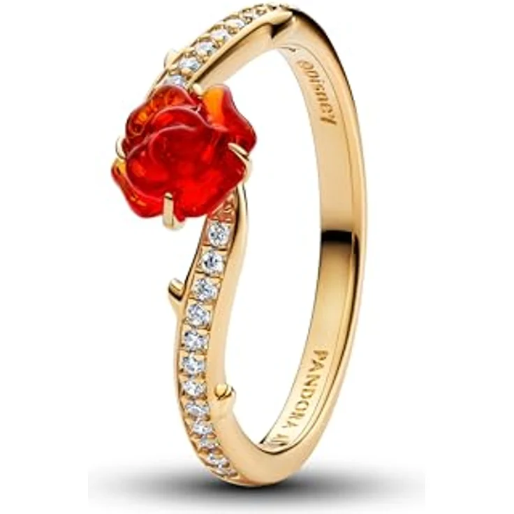 PANDORA Damenring Goldfarben Disney Die Schöne und das Biest, Zirkonia, Ringgröße 60 – Bild 1