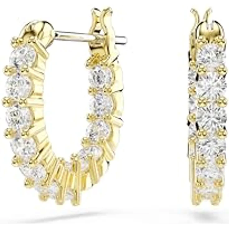 Swarovski Matrix Vittore Kreolen, Vergoldete Ohrringe mit Weißen Swarovski Zirkonia, Größe: 1.5 x 0.2 cm – Bild 1