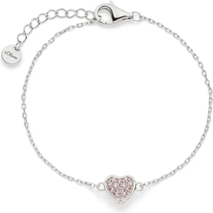 s.Oliver Bracelet, Elegantes Armband aus poliertem 925er Sterlingsilber, verstellbare Ankerkette bis 13,6 cm, wasserfest & hautfreundlich, silber – Bild 1