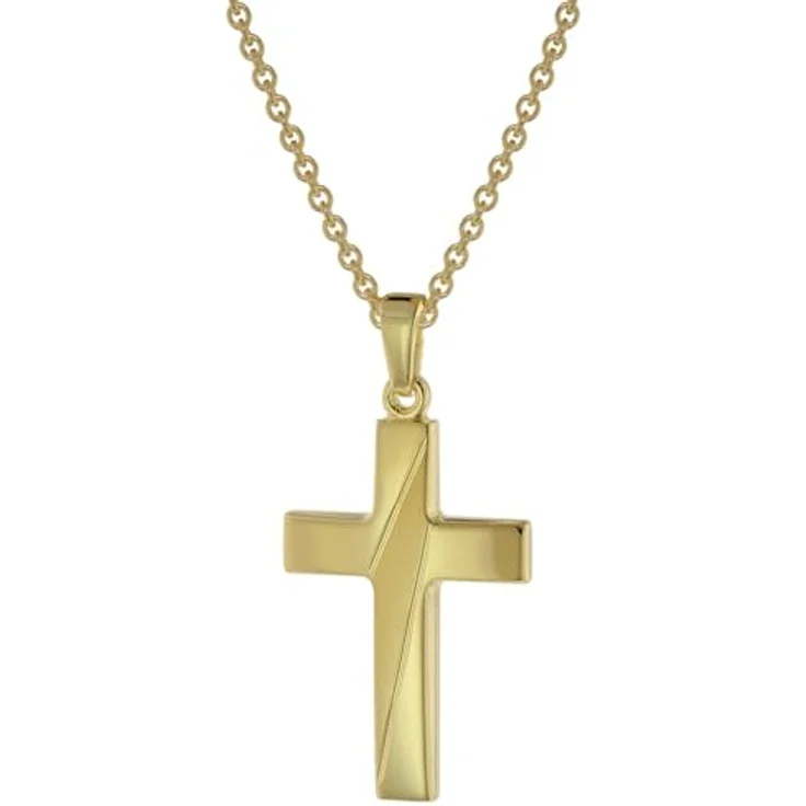 trendor Halskette mit Kreuz-Anhänger für Herren, goldplattiertes Silber, 50 cm, diamantierte Ausführung – Bild 1