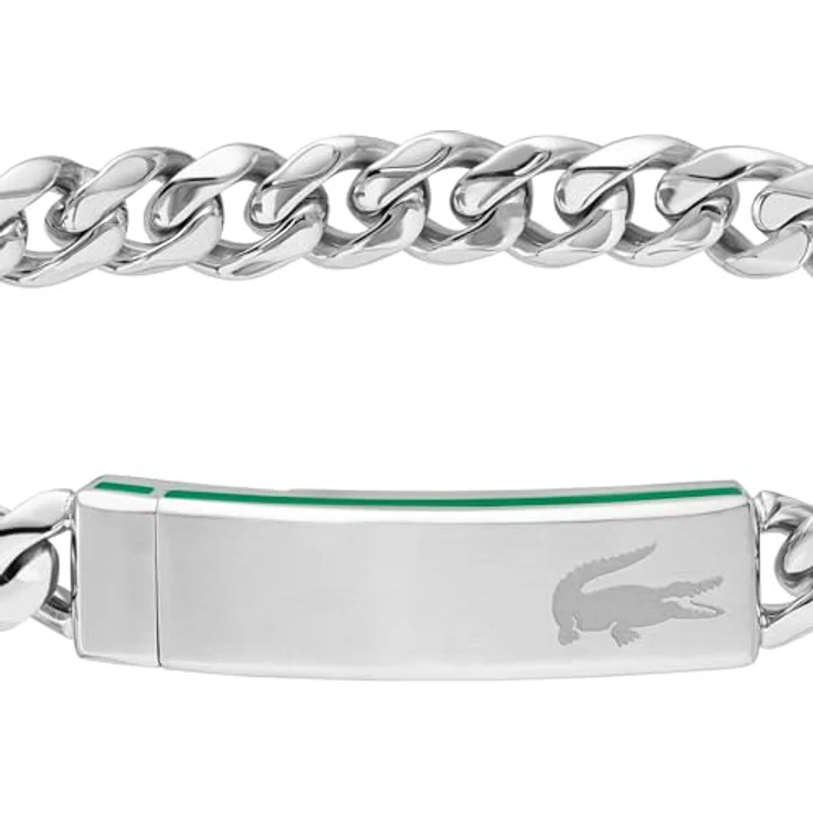 Lacoste Gliederarmband für Herren, Edelstahl mit grünem emailliertem Streifen, magnetischer Verschluss, Innenumfang 19 cm, Kollektion LACOSTE BASELINE - 2040081 – Bild 2