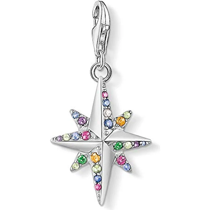 THOMAS SABO Damen Charm-Anhänger Stern bunt, 925 Sterlingsilber mit Karabinerhaken, Charm Club Anhänger – Bild 1