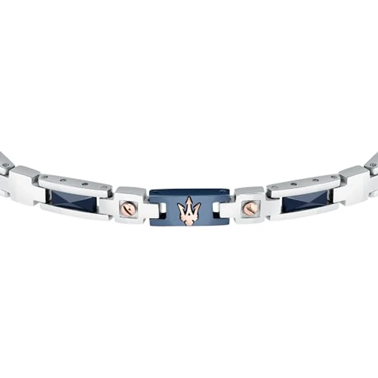 Maserati Herrenarmband JM523ATZ33, Stahl und Keramik mit IP-Roségold und IP-Blau, verstellbare Länge 18,5 bis 21,5 cm – Bild 2