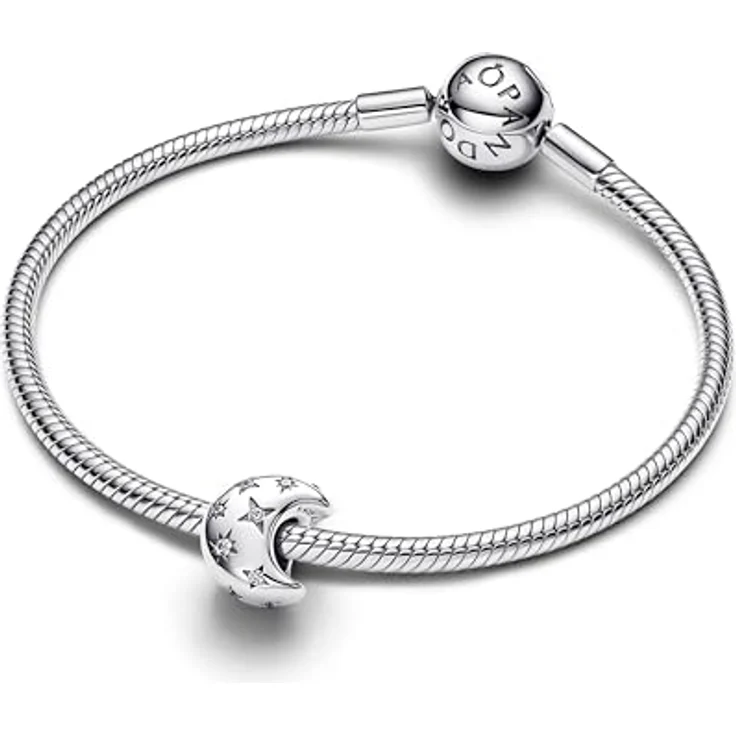 PANDORA Moments Mondsichel Charm, Sterling-Silber mit Zirkonia und Gravur „THE SKY IS THE LIMIT“, kompatibel mit Moments, 794254C01 – Bild 3
