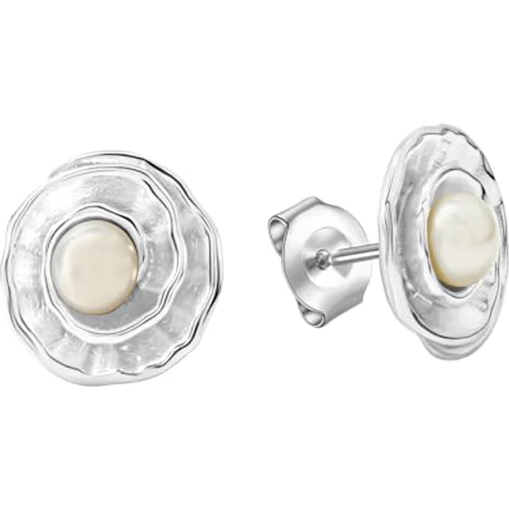 Celesta Damen Ohrringe 925 Silber, Ohrstecker mit 5,5mm Süßwasserzuchtperlen, hochglanzpoliert, ohne Silbergrau, 1cm – Bild 1