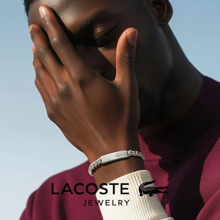 Lacoste Gliederarmband für Herren, Edelstahl mit grünem emailliertem Streifen, magnetischer Verschluss, Innenumfang 19 cm, Kollektion LACOSTE BASELINE - 2040081 – Bild 4