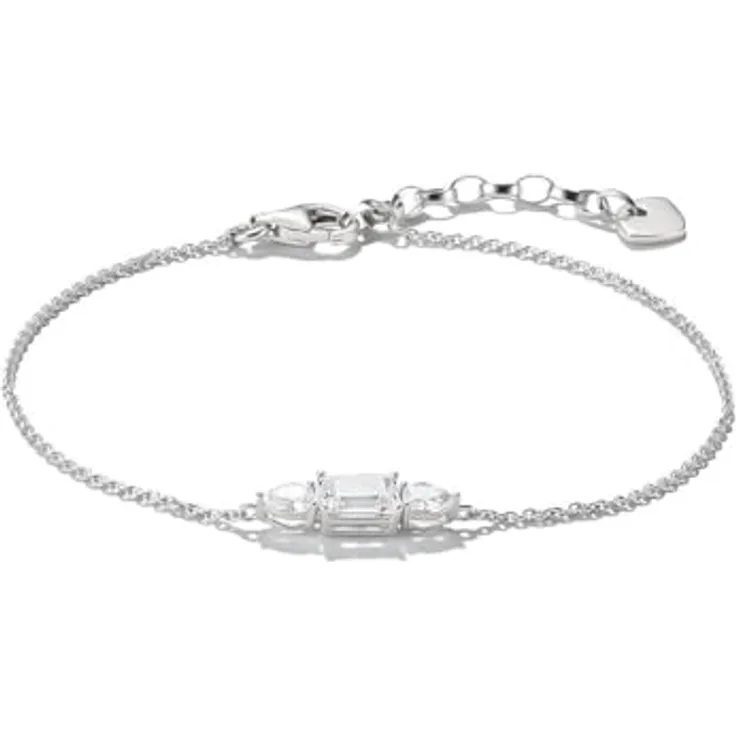 THOMAS SABO Damen-Armband 925er Silber mit Zirkonia und Herz-Detail, One Size