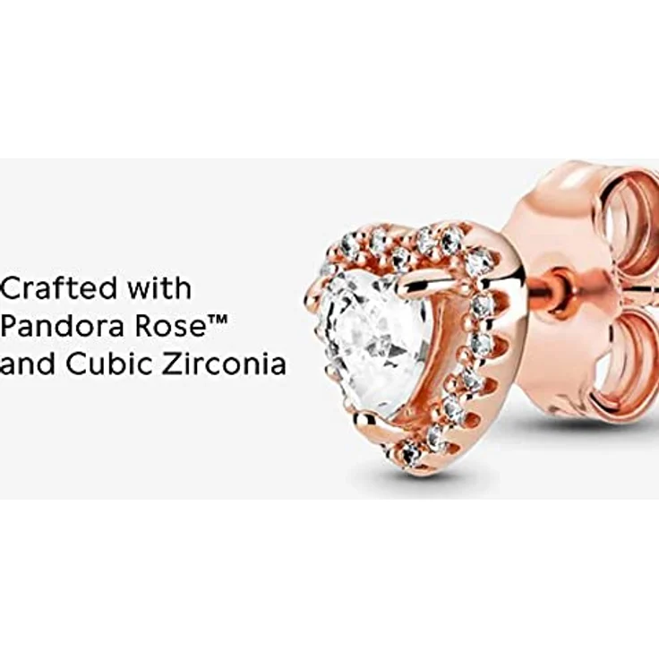 PANDORA ROSE Ohrringe "funkelndes Herz" 14 Karat rosévergoldet mit klaren Cubic Zirkonia – Bild 3