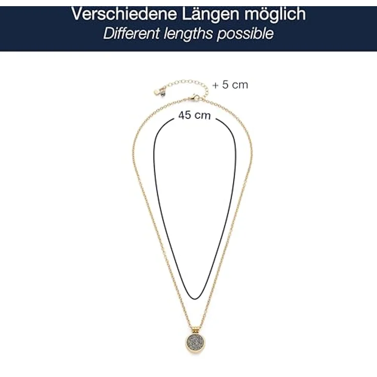 JEWELS BY LEONARDO Halskette Odelle, goldfarbene Weitanker-Kette aus Edelstahl mit runden Anhänger und Achat-Stein, 45-50 cm, Geschenk für Frauen – Bild 2