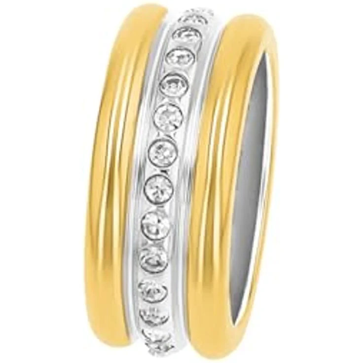 s.Oliver Damenring Edelstahl, Bicolor mit Zirkonia (synth.), kommt in Schmuck Geschenk Box, 2036837 – Bild 2