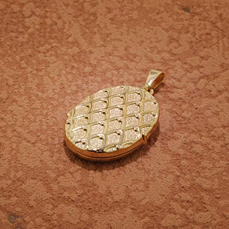 trendor 75535 Medaillon, 8-karätiges Gold 333 mit Netzmuster, aufklappbar zur Aufbewahrung von 2 Bildern, Größe 22 x 16 mm – Bild 4
