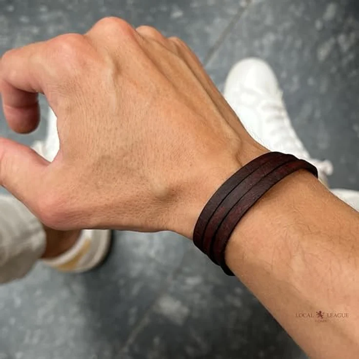 LOCAL LEAGUE Leder-Wickelarmband 'SURF CREW HAWAII' aus echtem Leder, verstellbar bis 95 cm, handgemacht in Europa, Braun – Bild 2