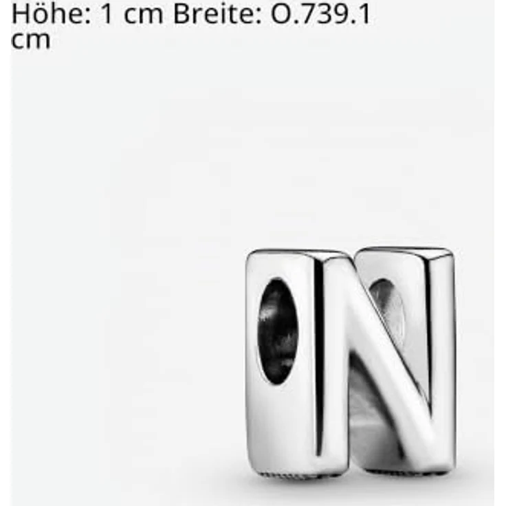 Pandora Bead 797468 Charm Buchstabe "N", Sterling-Silber mit Herzelementen – Bild 6