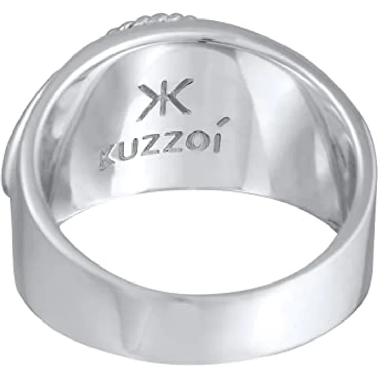 Kuzzoi Siegelring Herrenring mit Howlith (10 mm) Stein Türkis, 925 Sterling Silber, massiver Vintage Silberring, Größe 64 – Bild 4
