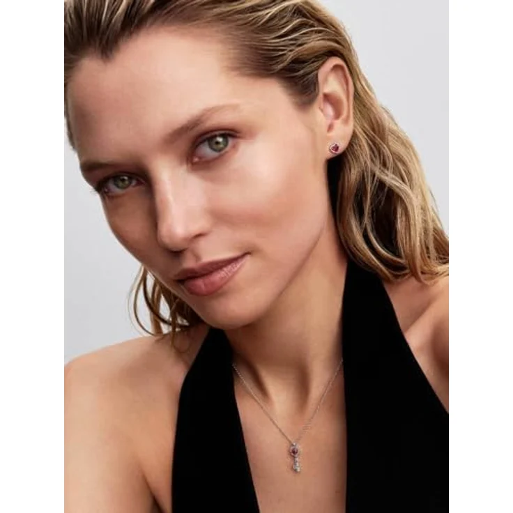 PANDORA Timeless Erhabenes Herz Schlüssel Collier-Halskette aus Sterling Silber mit roten Kristall und Zirkonia, 45cm, 394392C01-45 – Bild 5