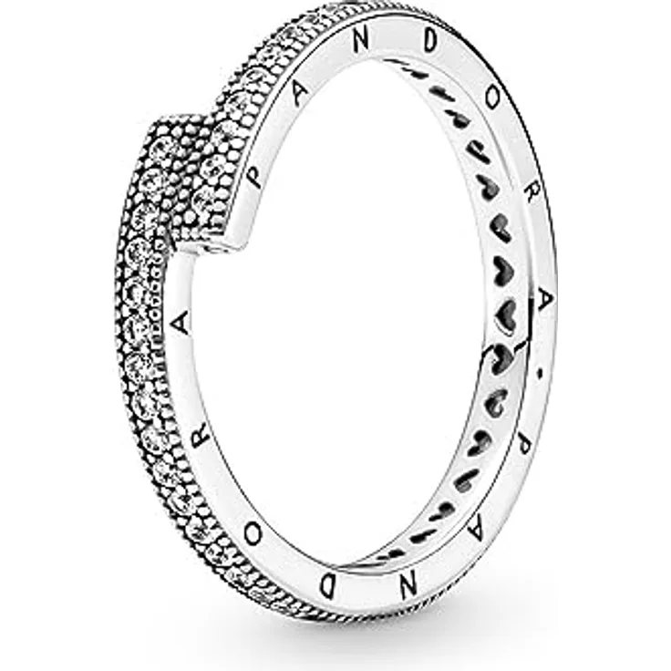 PANDORA Damen Ring "funkelnder Ring", silber mit Zirkonia, asymmetrisches Design 199491C01 Gr. 52
