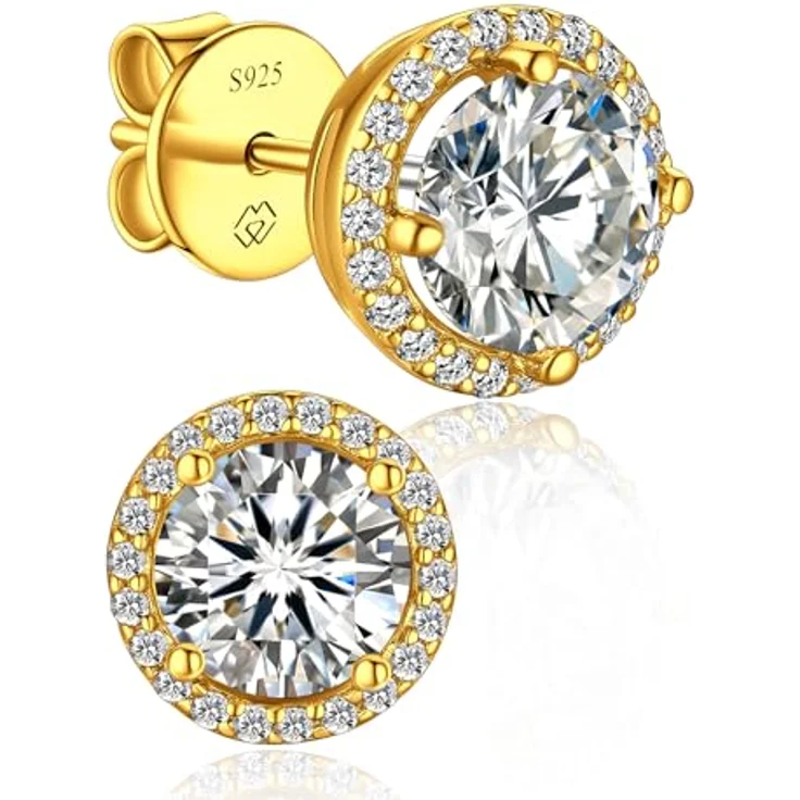 MomentWish Gold Ohrringe 585, Moissanite Ohrstecker 0,6 Karat mit Krappenfassung und VVS1 Stein, hypoallergen – Bild 1