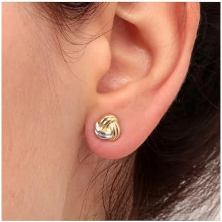 CHRIST Damen-Ohrstecker Bicolor 585er Gelbgold und Weißgold, mittlere Größe 0,9 cm – Bild 4