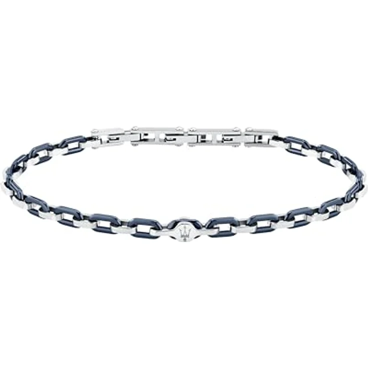 Maserati Herren-Armband Ceramic, Stahl und blaue Keramik, Kettenmodell mit Klickverschluss, 19 + 3 cm – Bild 1