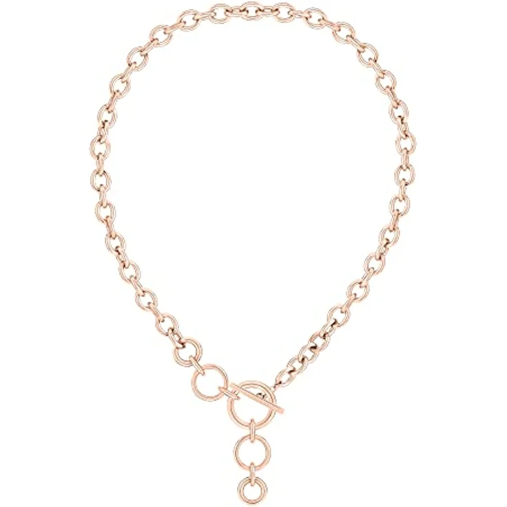 Tamaris Halskette TJ-0207-N-45, Chunky Gliederkette aus Edelstahl IP Roségold, 45 cm, T-Bar Verschluss – Bild 3