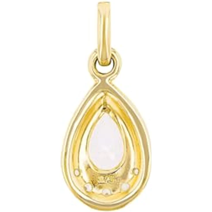 Amor Kettenanhänger Tropfen, 375/9 Gold mit synth. Zirkonia, 15 mm x 7 mm – Bild 2