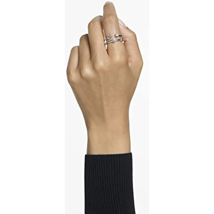 Swarovski Constella Ring-Set, Zwei Rhodinierte Damenringe mit Weißen Swarovski Kristallen – Bild 4