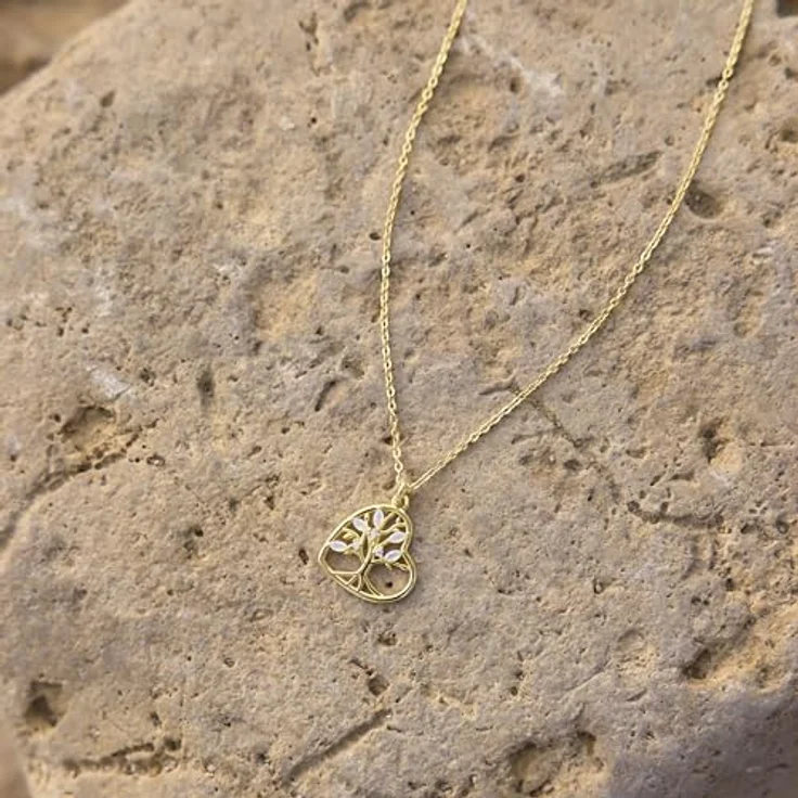 Amor Kette mit Anhänger, 925 Sterling Silber, mit Zirkonia, 42+3 cm, Weiß, Lebensbaum, in Schmuck Geschenk Box – Bild 5