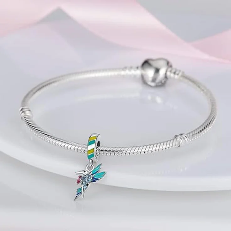 Pandach Damen Charm Anhänger 925 Sterling Silber mit Zirkonia, kompatibel mit europäischen Armbändern und Halsketten – Bild 2