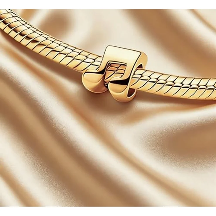 Anduonie 925 Silber Charm Anhänger mit Gold Stopper, roter Musik-Bead, kompatibel mit europäischen Armbändern und Halsketten für Frauen – Bild 3