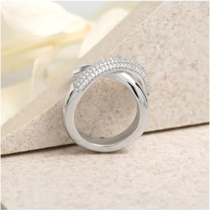 JETTE Damenring 925er Silber mit 140 Zirkonia, Ringgröße 57, Silber – Bild 3