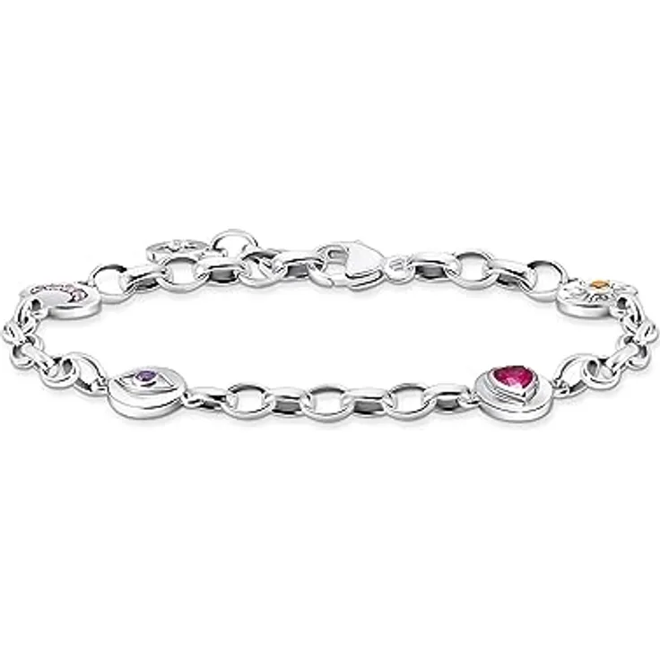 THOMAS SABO Armband mit Mond, Auge, Herz und Sonne, geschwärzt aus 925er Sterlingsilber