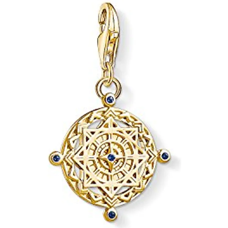 Thomas Sabo Damen Charm-Anhänger Vintage Kompass, 925 Sterling Silber mit Karabinerhaken, passend zu Charm-Armbändern und Ketten
