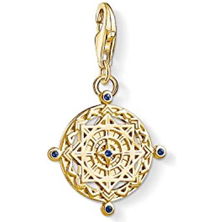 Thomas Sabo Damen Charm-Anhänger Vintage Kompass, 925 Sterling Silber mit Karabinerhaken, passend zu Charm-Armbändern und Ketten – Bild 1