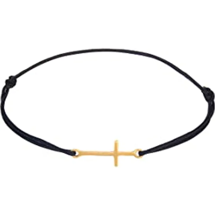 Elli Armband Damen Kreuz Symbol aus 925 Sterling Silber, elastisch, Nylon Schwarz