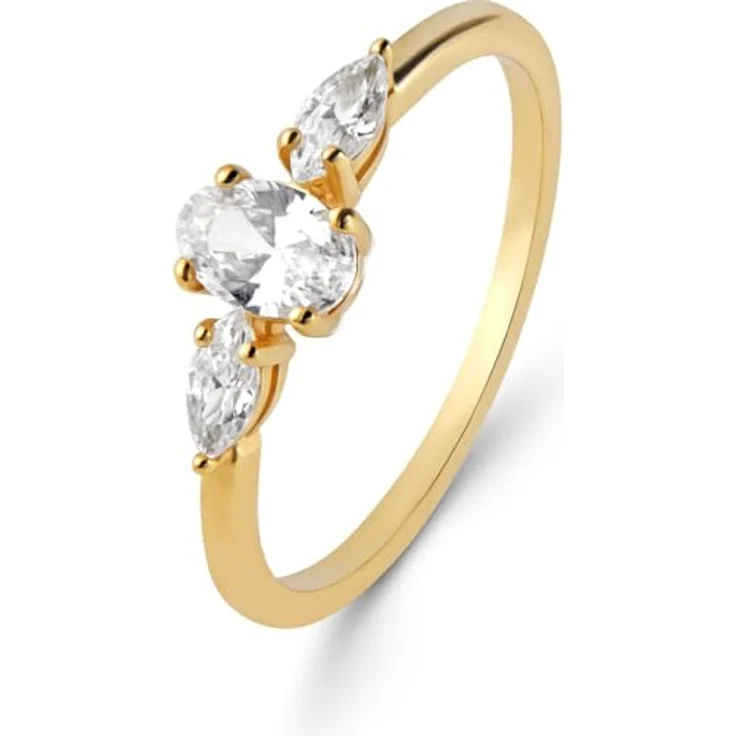 CHRIST Damen-Ring 925er Silber, recycelter Zirkonia 56, Gelbgold 32030518 – Bild 1
