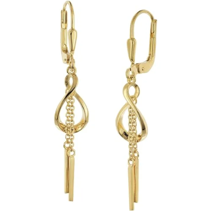 trendor Damen-Ohrringe 925 Silber Vergoldet, elegante Ohrhänger mit beweglichen Pendeln, 40 mm Länge, sicherer Klappverschluss, inklusive Mikrofaser-Pflegetuch, Geschenkpackung
