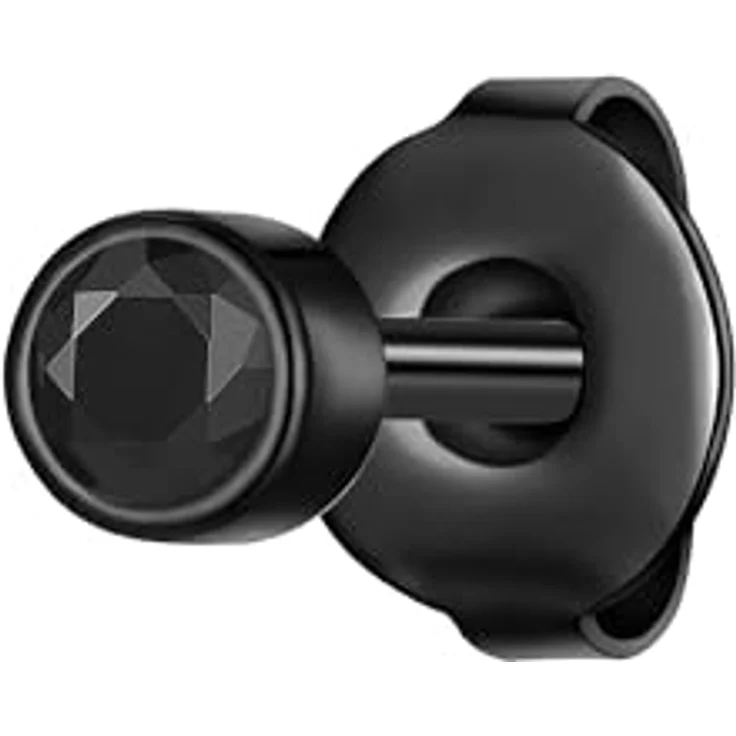 True Rebels Herren Ohrstecker, Edelstahl schwarz mit schwarzem Zirkonia, 1 Stück – Bild 1