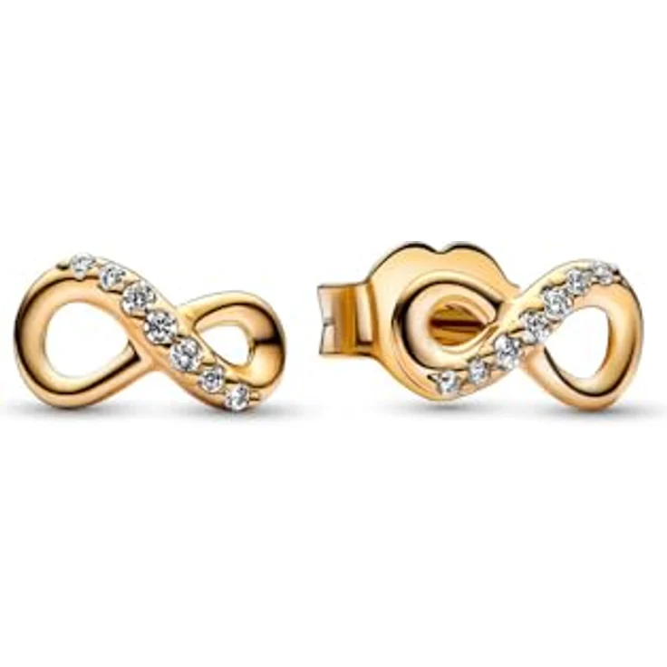 Pandora Ohrstecker Moments 268820C01, Gold mit Zirkonia und Unendlichkeitszeichen
