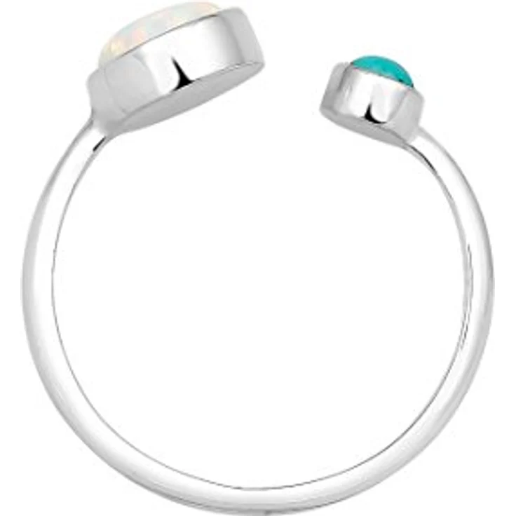 Elli Ring Damen Boho Offen Verstellbar, 925 Sterling Silber mit Opal und Howlith Edelstein – Bild 3