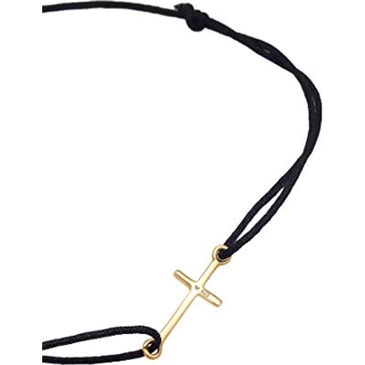 Elli Armband Damen Kreuz Symbol aus 925 Sterling Silber, elastisch, Nylon Schwarz – Bild 3